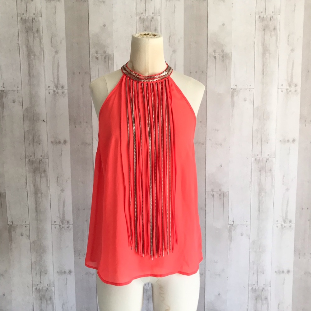 Nordstroms filtre coral halter top jeweled top